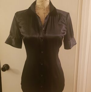 Silky short sleeve button down